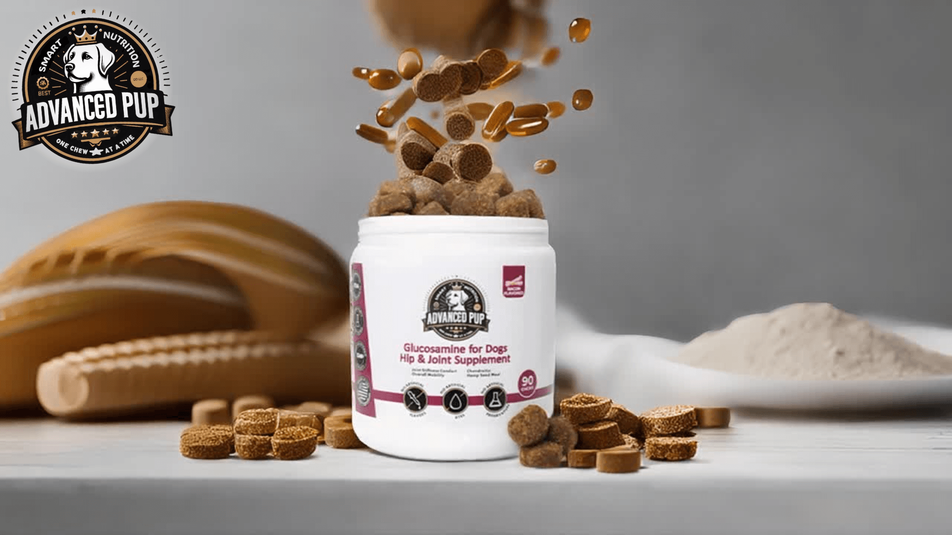 AdvancedPUP Hip and Joint Supplement Chews - 7-in-1 Formula for All Dog Sizes