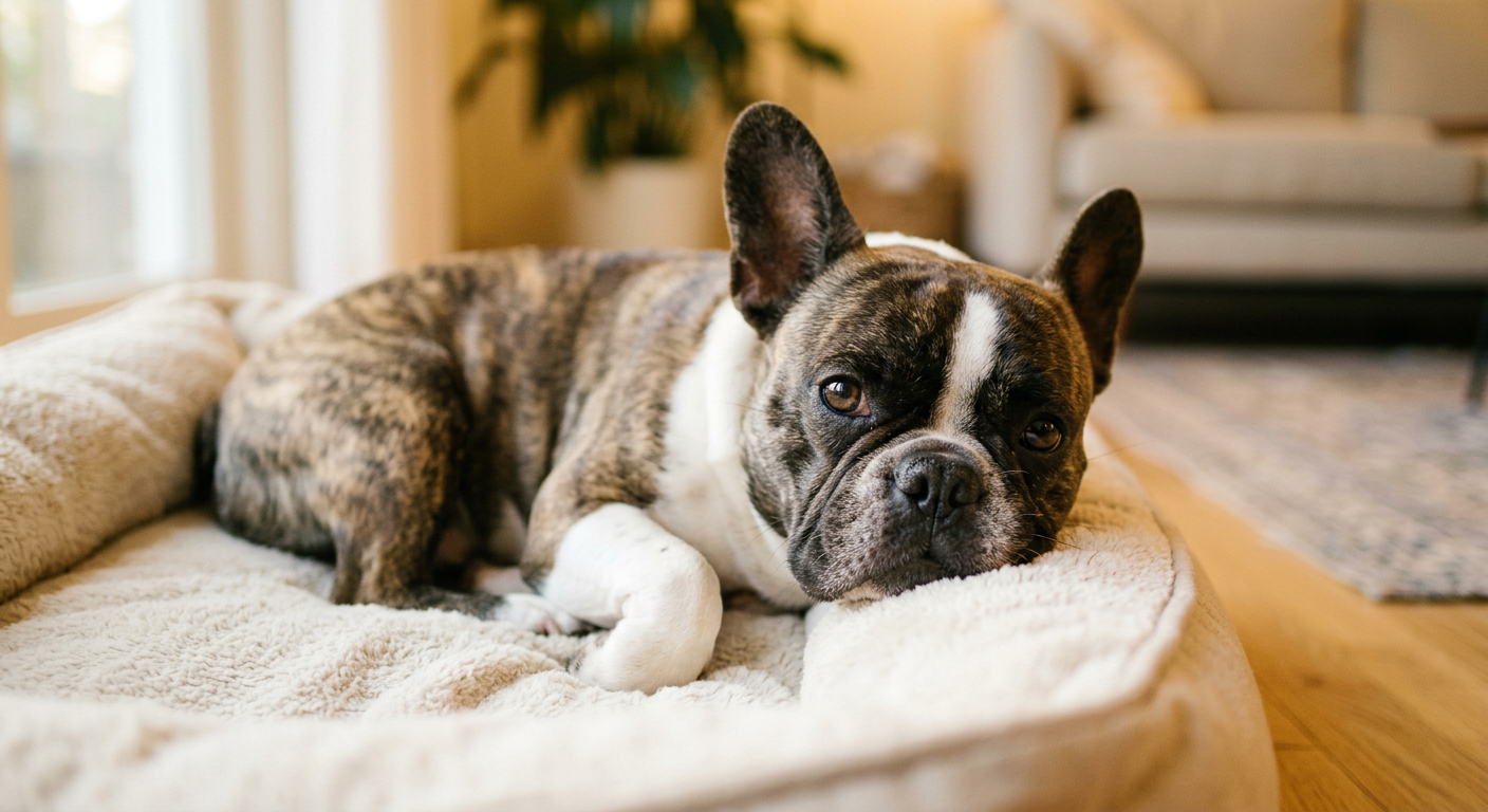 French Bulldog showing early signs of joint discomfort