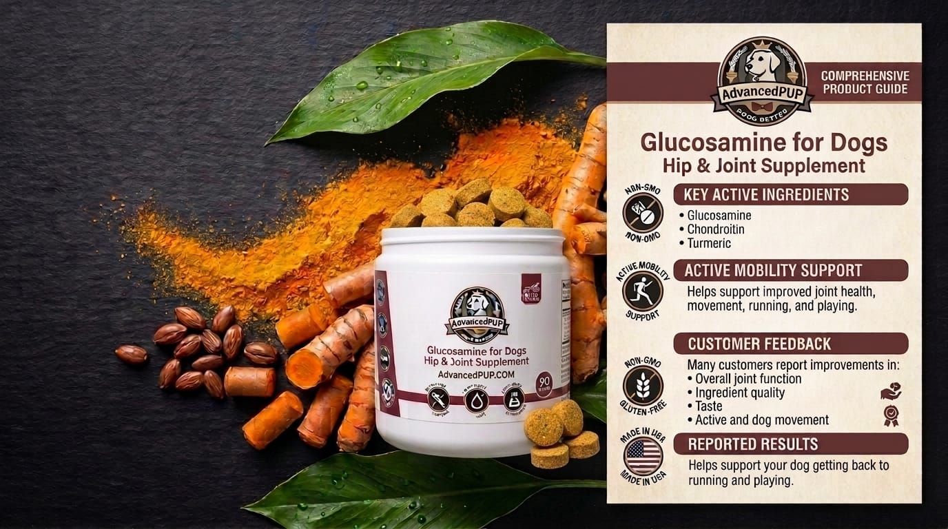 AdvancedPUP glucosamine for dogs hip and joint supplement customer product guide